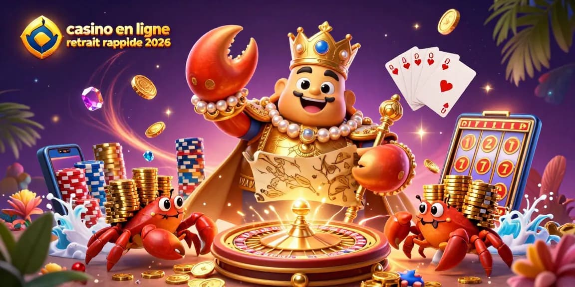 Vivez l'action avec le casino en ligne retrait rapide 2026 dans une scène animée remplie de pièces et de jetons.