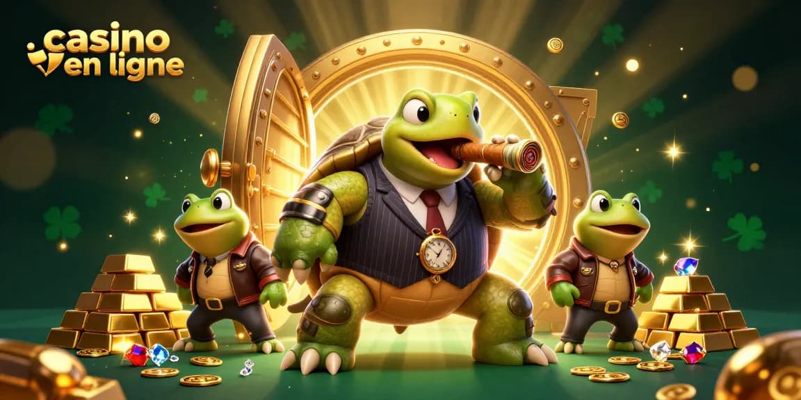 Découvrez un monde fascinant du casino en ligne avec une tortue en pinstripe et des grenouilles en veste.