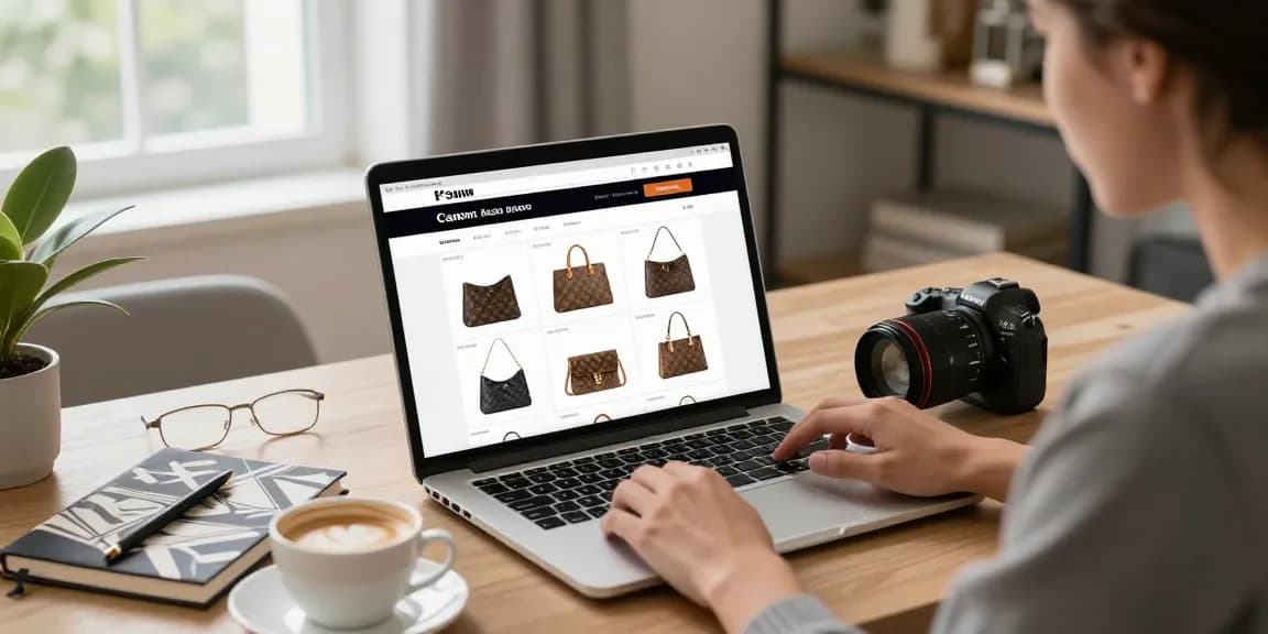 High-quality replica luxury handbags being browsed online for an ideal shopping experience.
