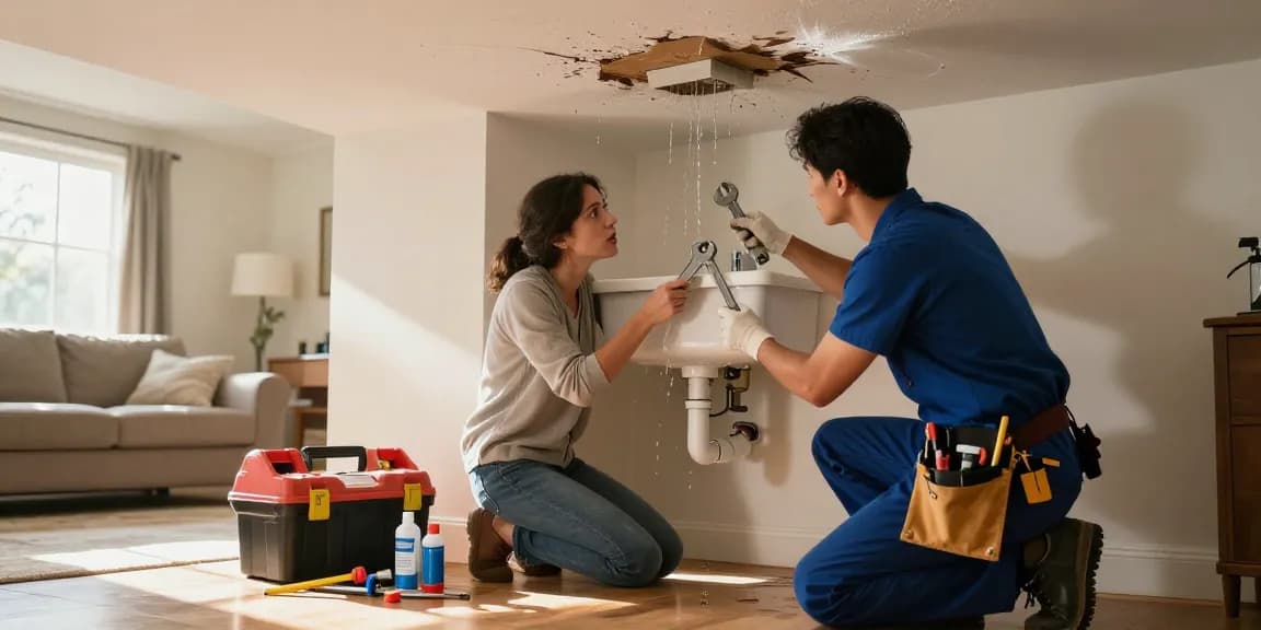 Urgent plumbing help in Sandy with emergency plumber fixing a leak in a home.