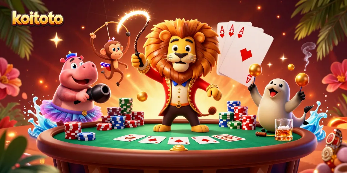 Koitoto mengadu keberuntungan di meja poker dengan karakter hewan lucu di kasino.