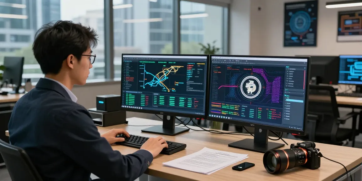Recover stolen cryptocurrency through expert analysis in a tech office with dual monitors and investigation tools.