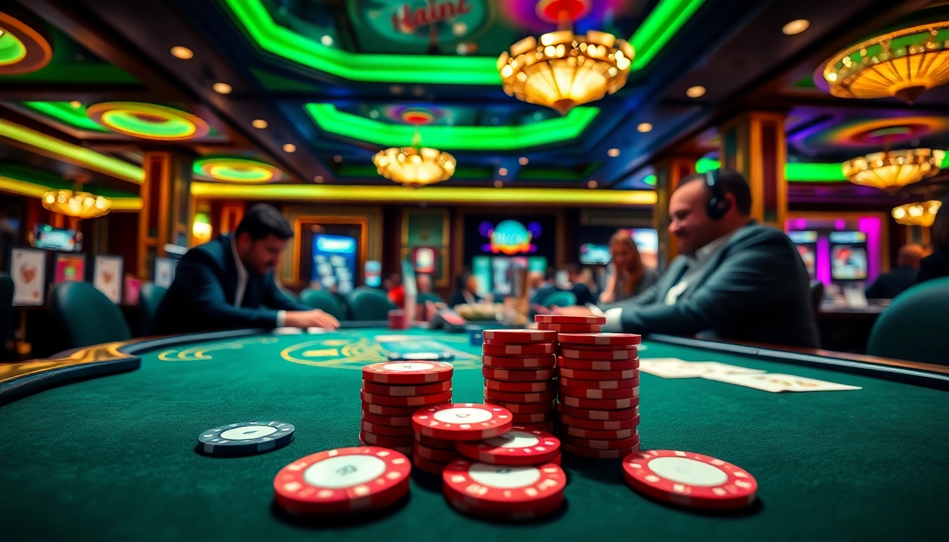Experience excitement at a Non Uk Casino with vibrant gaming tables and engaged players.