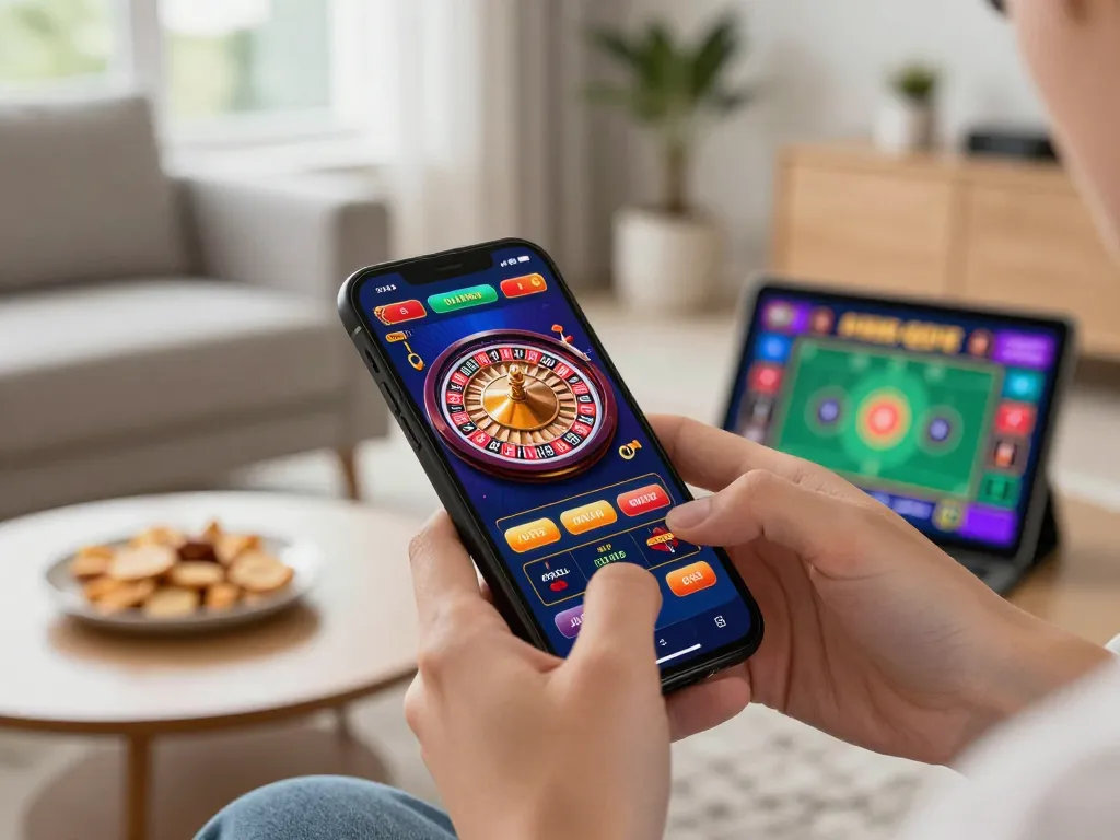 90phut mobile gaming experience with smartphone showing roulette wheel action