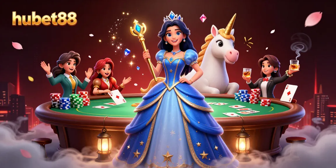 Experience the excitement of hubet88 with vibrant poker elements and magical characters.