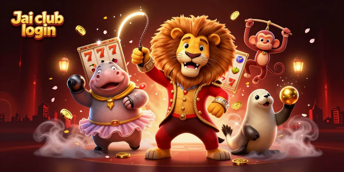 Engage in thrilling gameplay with Jai club login, featuring 3D cartoon characters and casino elements.