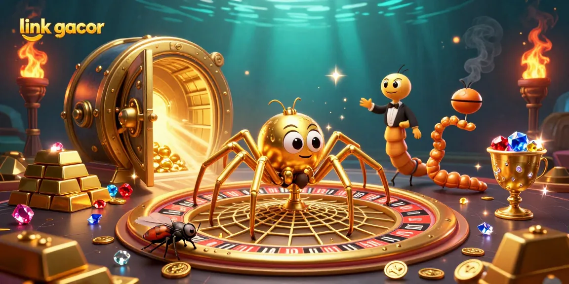 Spin the "link gacor" roulette wheel with a vibrant golden web and thrilling bets.