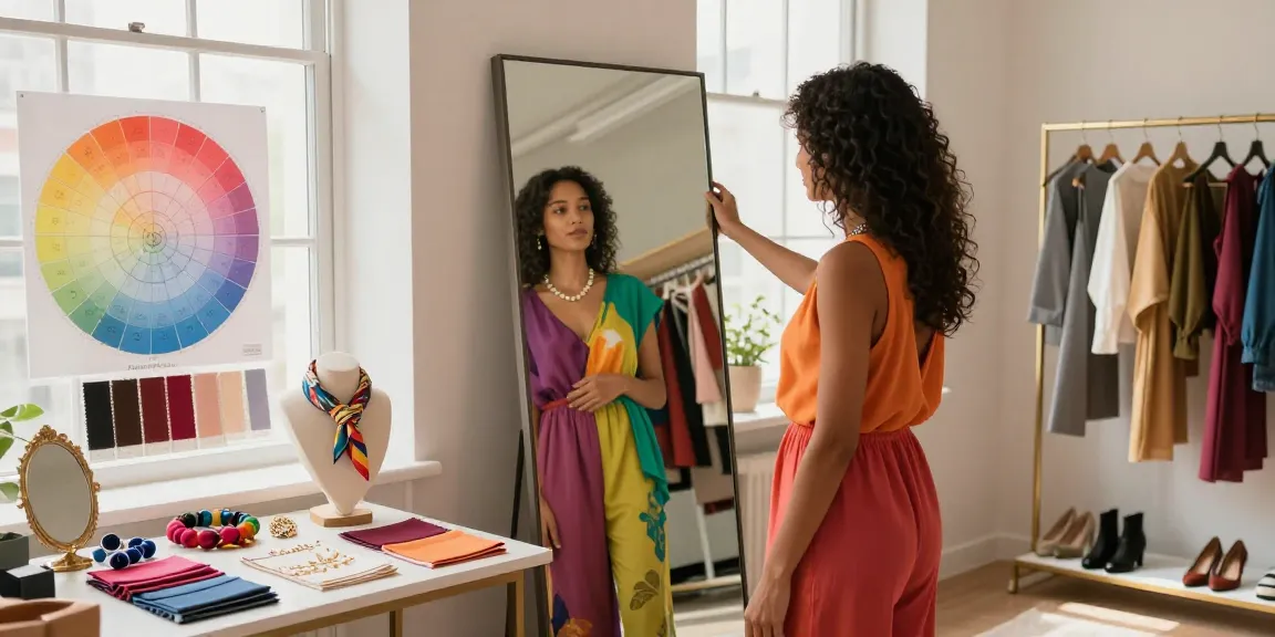 Consulenza di Armocromia, persona in camerino prova outfit colorati per trovare il look ideale.