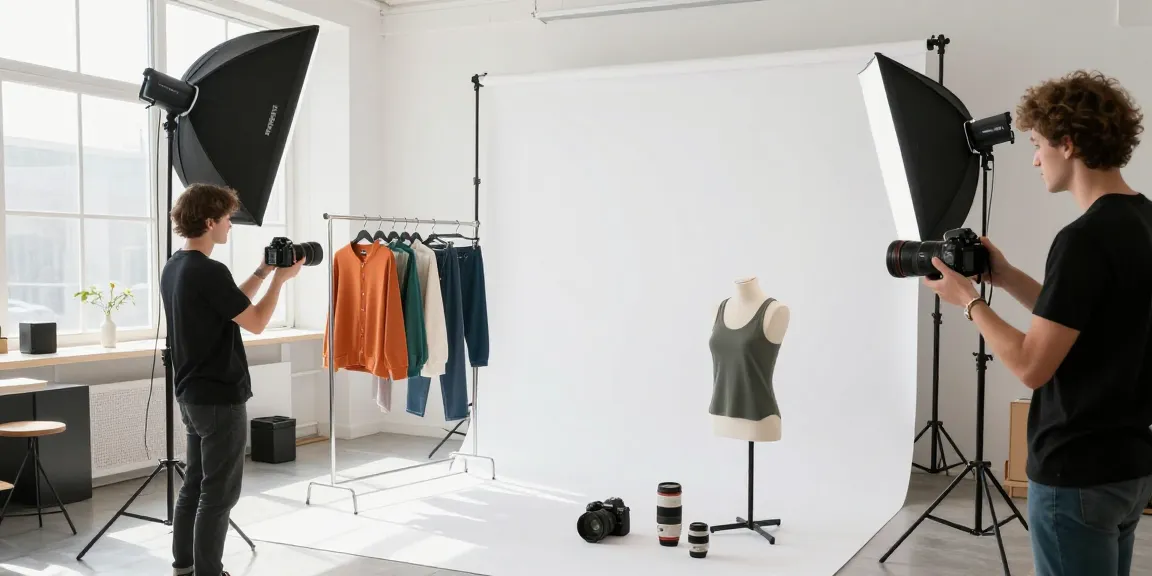 Fotografo ecommerce Milano in studio, scattando foto di prodotti con luce naturale e attrezzature professionali.