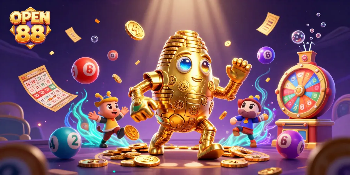 Engage in thrilling games at OPEN 88 with vibrant lottery balls and golden prizes