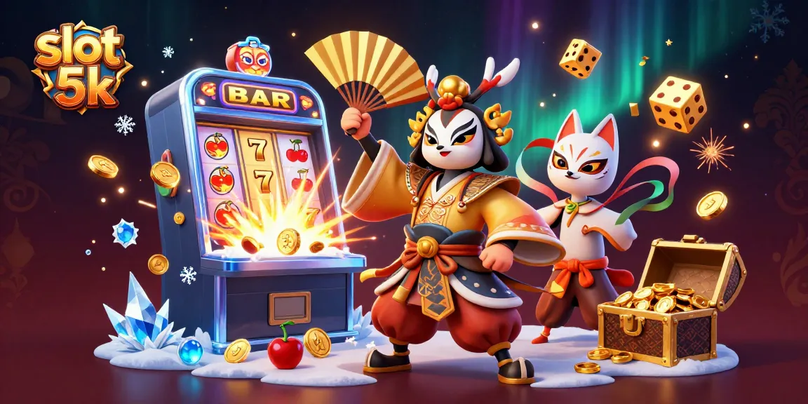 Spin and win at slot 5k with vibrant characters and exciting casino elements in a dazzling 3D scene.