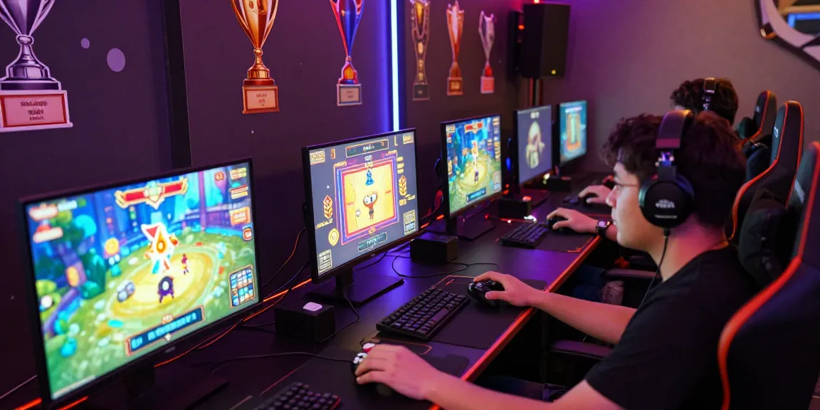 Players enjoying slot dana games in an exciting gaming setup with vibrant displays and ambient lighting.