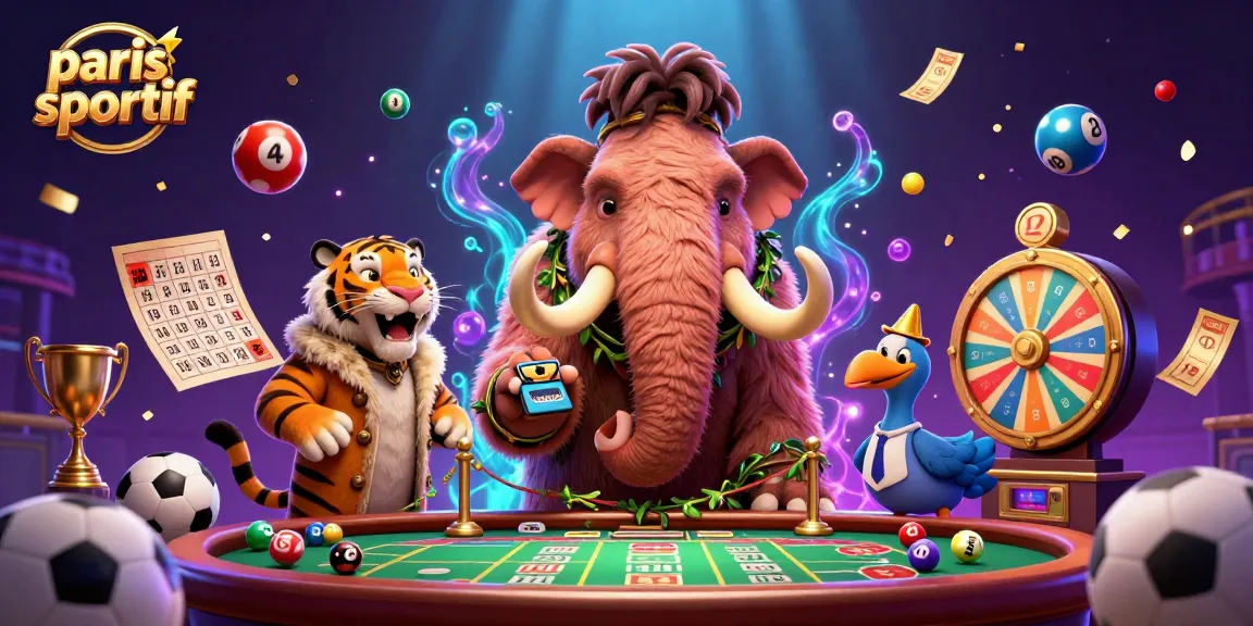 Pariez sur les paris sportifs avec un mammouth et un tigre dans un univers vibrant.