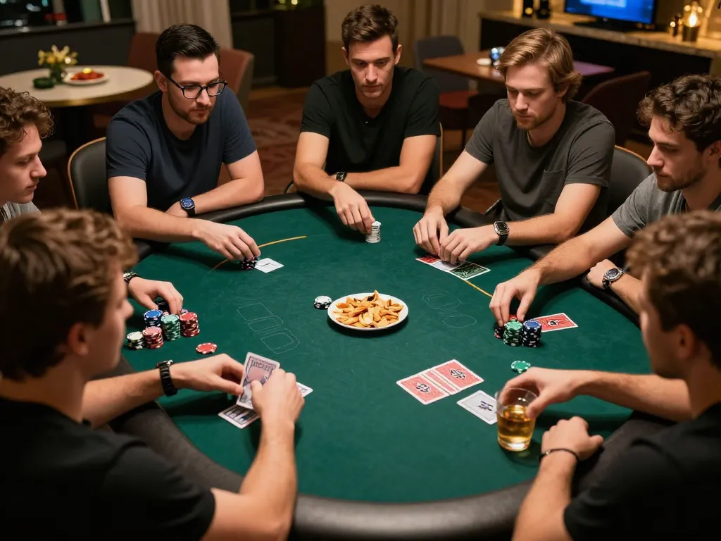 Engaging friends at the best widget store during a lively poker night with strategic gameplay.
