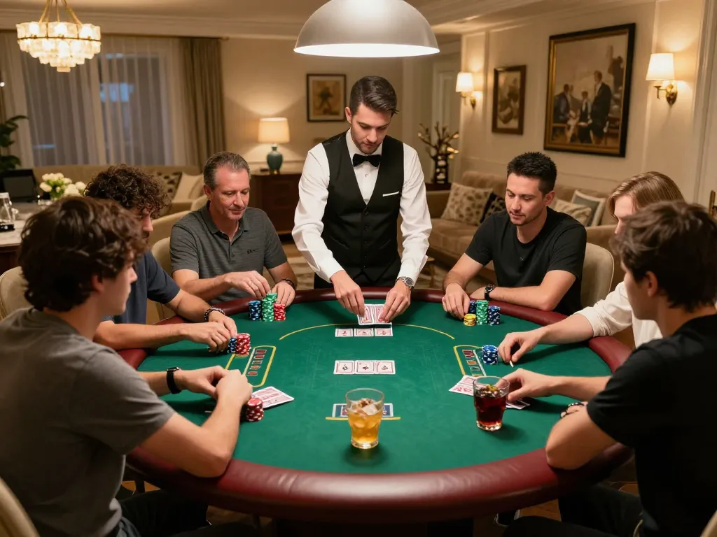 Players enjoy a thrilling poker game at DN88, showcasing strategic interactions and high stakes.