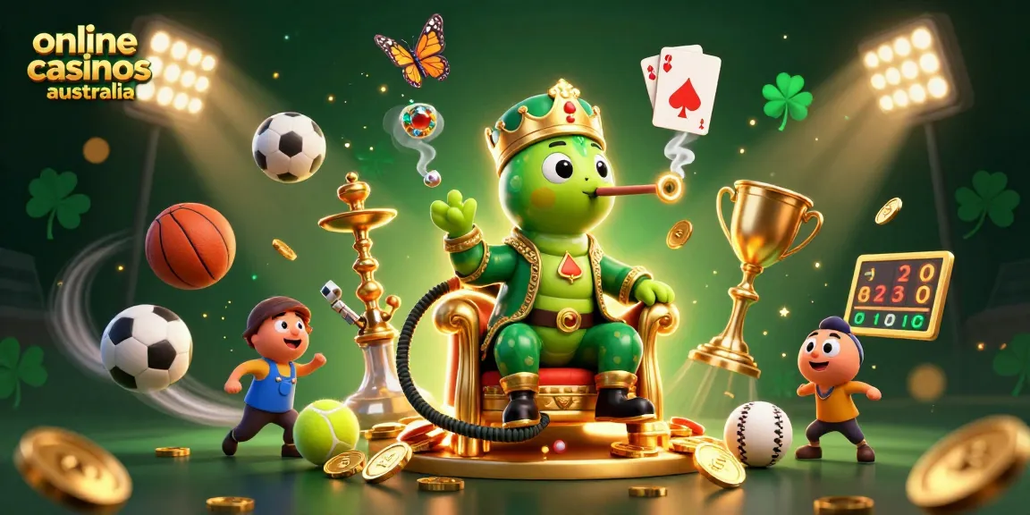 Engage with online casinos Australia through vibrant 3D illustration featuring exciting gaming elements.