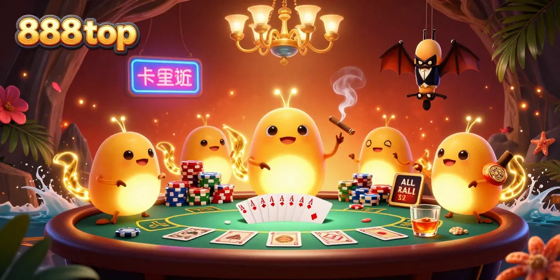 Experience joyful gaming excitement in the vibrant cave casino with 888top's playful glowworms lighting the atmosphere.