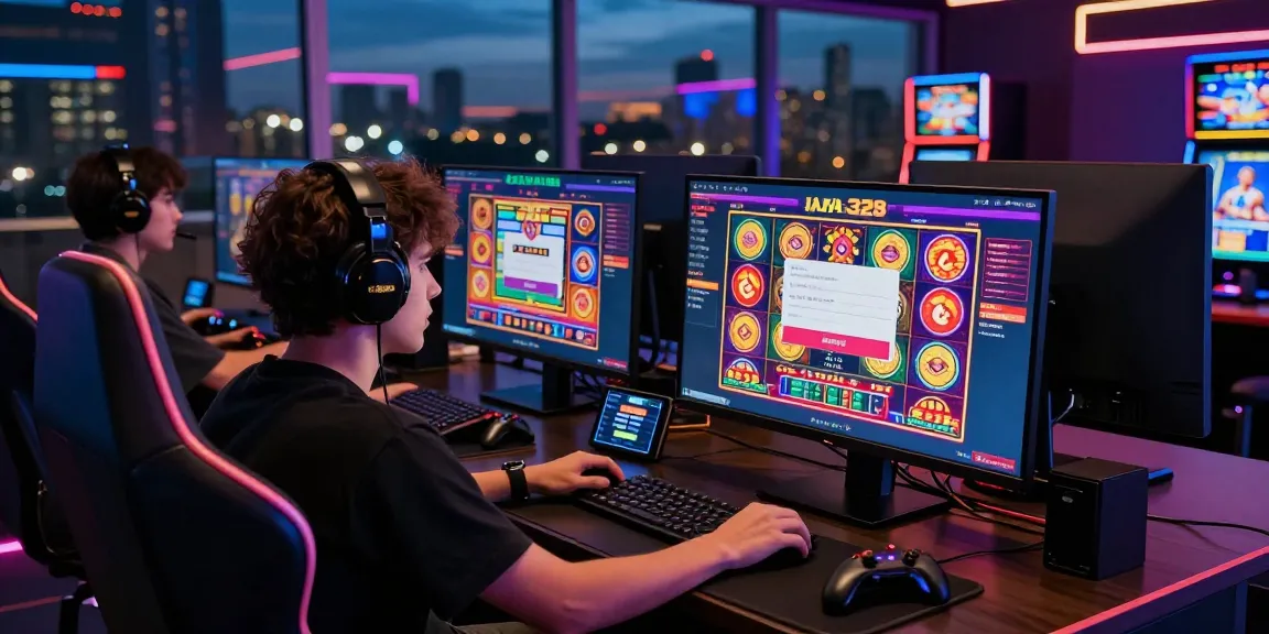 Engaging online gaming scene showcasing the raja328 login interface on a high-resolution monitor surrounded by gaming accessories.