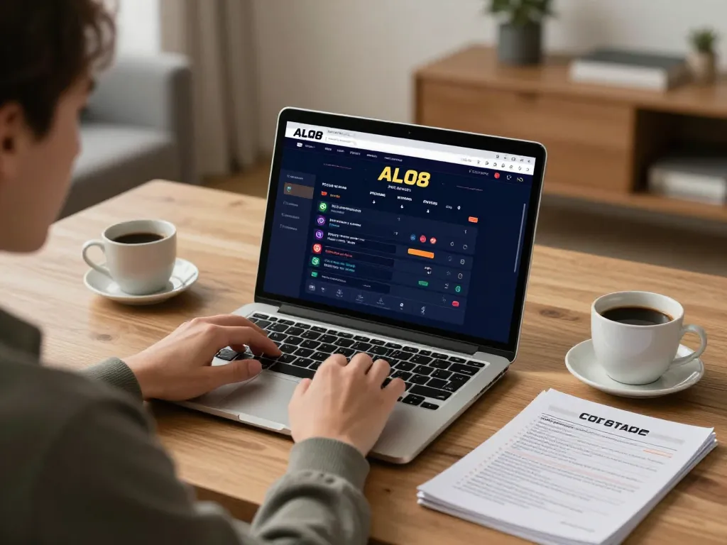 Engaging in online betting on ALO8 with a dynamic sports betting interface, showcasing a comfortable home atmosphere.