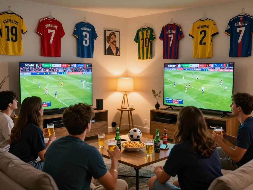 Socolive fans cheering during an exciting live soccer match, enjoying the game together.