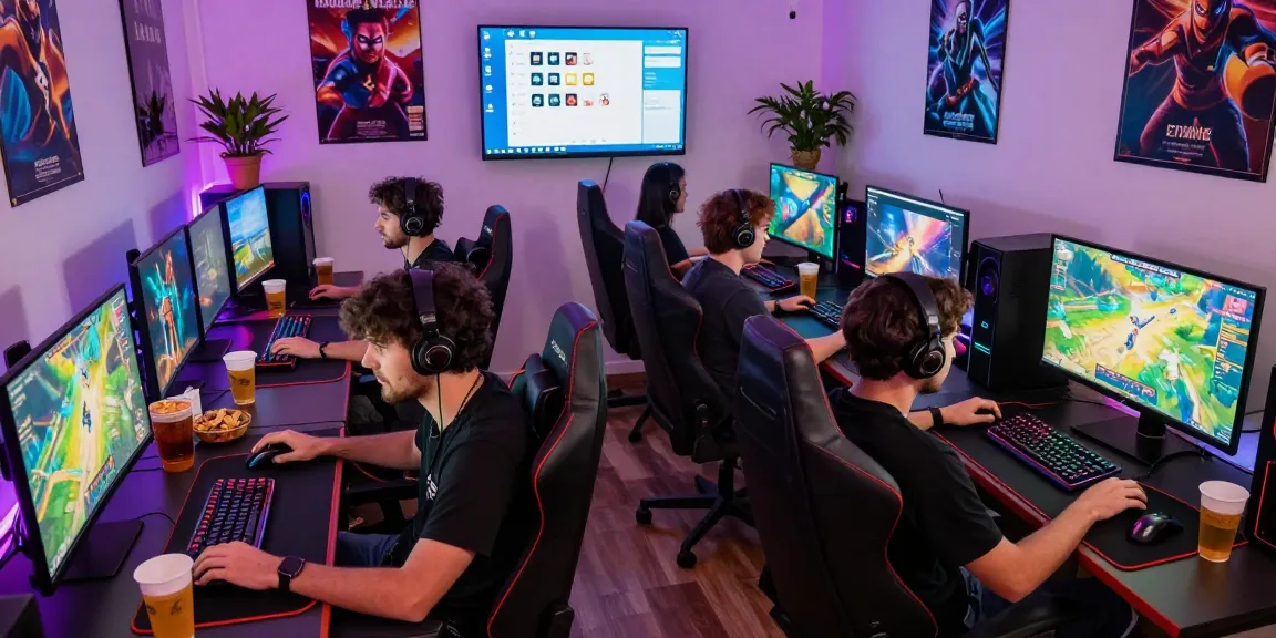 Gamers enjoying CIKA4D online games setup with vibrant LED lighting and high-end equipment