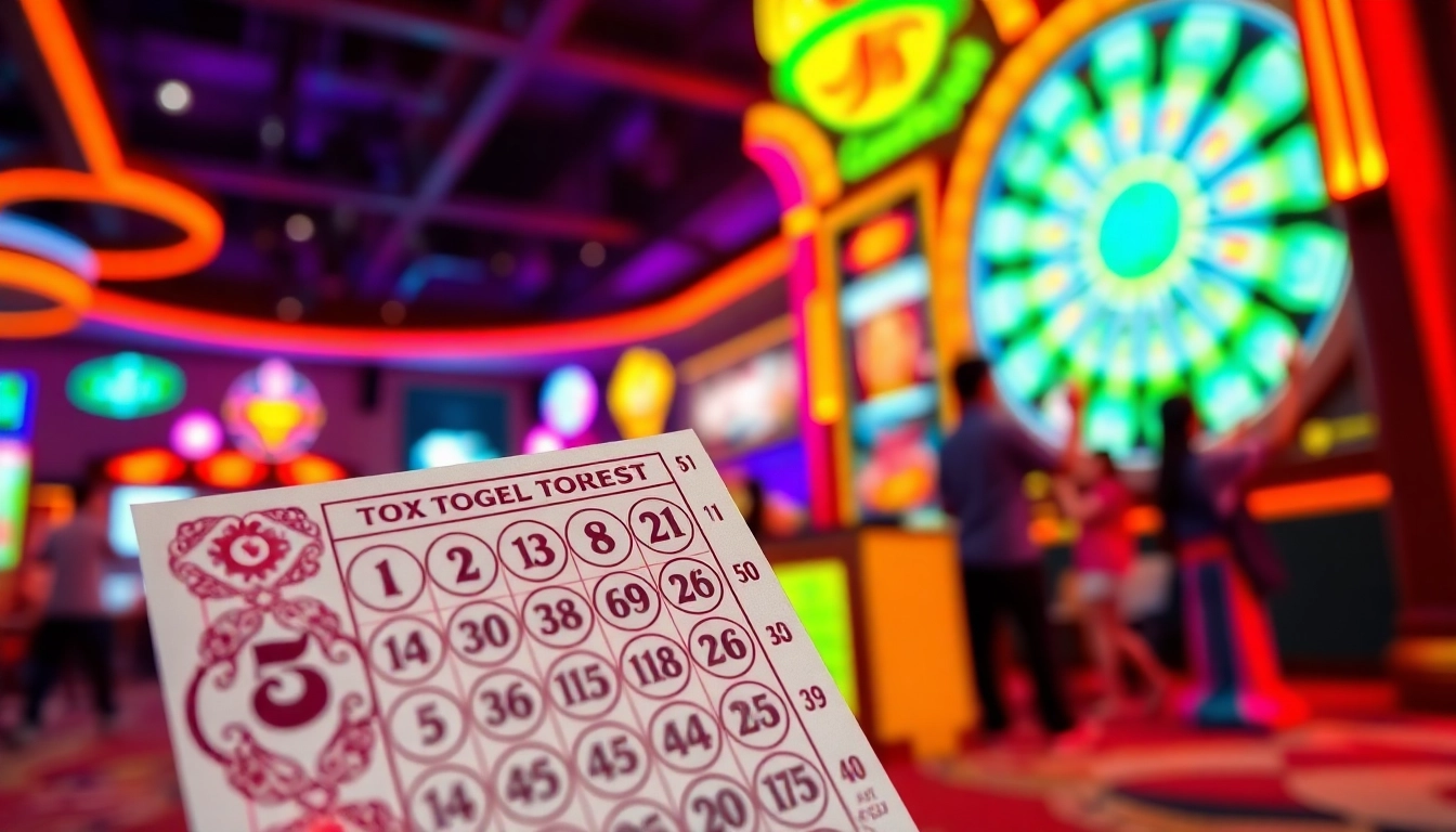 Menampilkan keseruan permainan toto togel dengan tiket undian dan suasana gaming yang menarik.