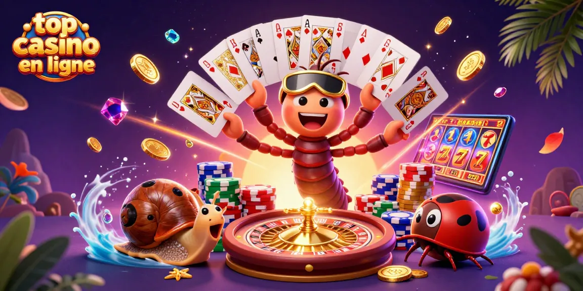 Expérimentez l'excitation du top casino en ligne avec des personnages de jeu animés et des éléments colorés.