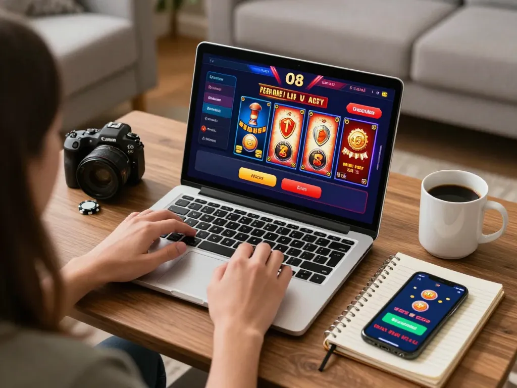 Players enjoying online casino games with O8 interface, showcasing a relaxed gaming atmosphere.