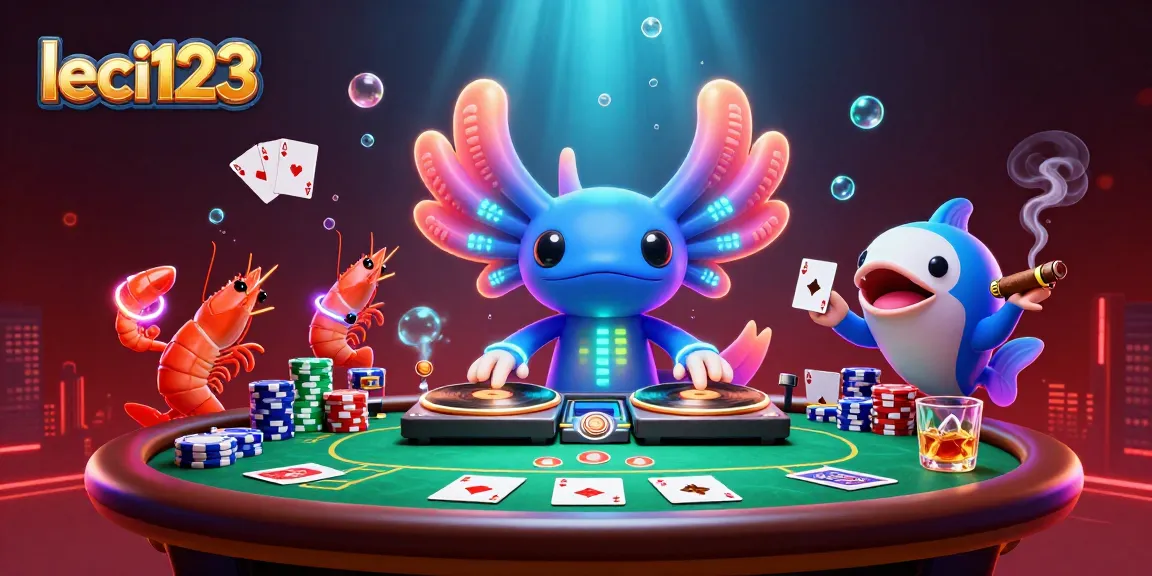 Engage in thrilling poker action with leci123, featuring vibrant characters and dynamic casino elements.