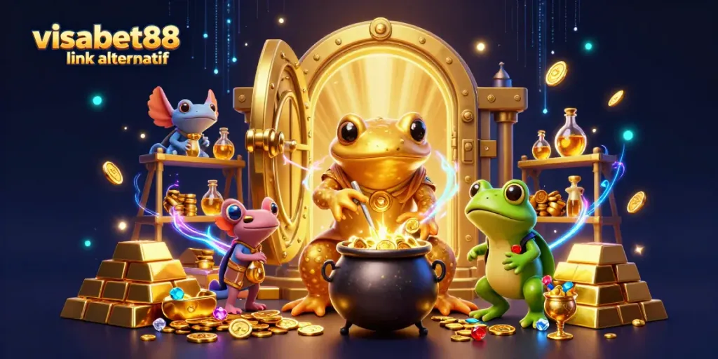 Bet on luck at visabet88 link alternatif with a vibrant casino-themed illustration showcasing excitement.