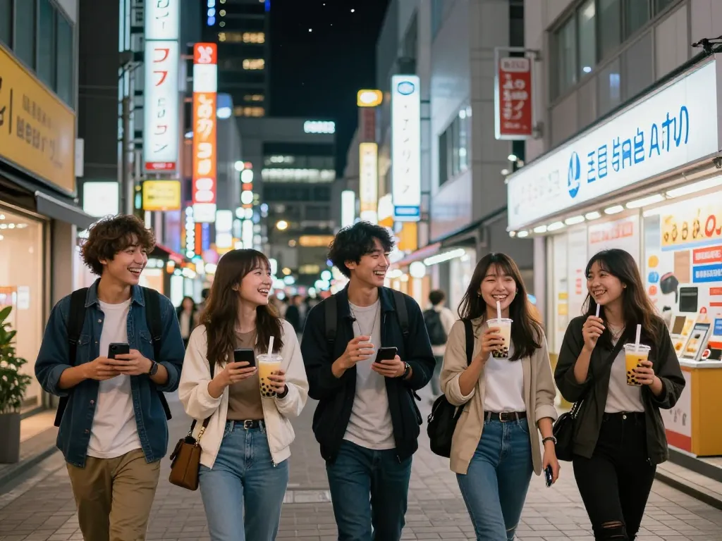 帯広で活気あるナイトライフを楽しむ若者たち、地元のデリバリーヘルスサービスを紹介。
