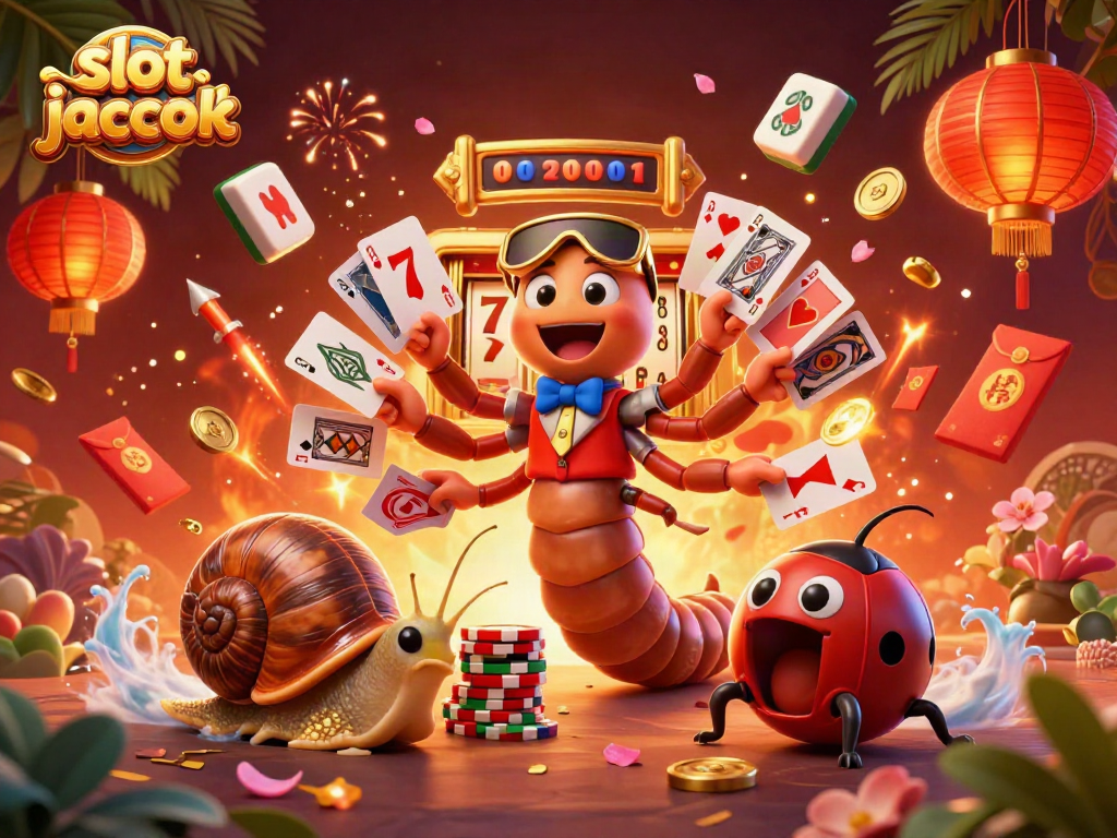 Experience the excitement of hitting the slot jackpot with vivid characters amidst dynamic casino elements.