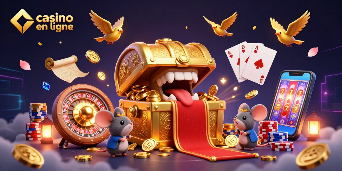 Jouer au casino en ligne avec un coffre au trésor captivant, des pièces d'or et des jeux captivants.