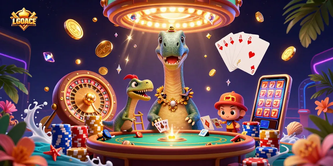 LGOACE features a dinosaur-themed casino scene with exciting gameplay elements for online gamblers.