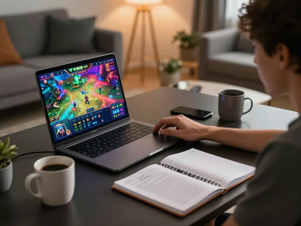Experience engaging gameplay at RR88 online casino on a laptop with betting strategies noted.