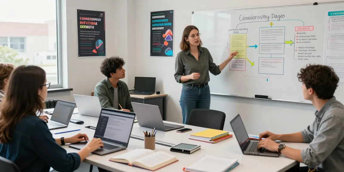 Learn about conversion-optimized landing pages in a vibrant digital marketing classroom.