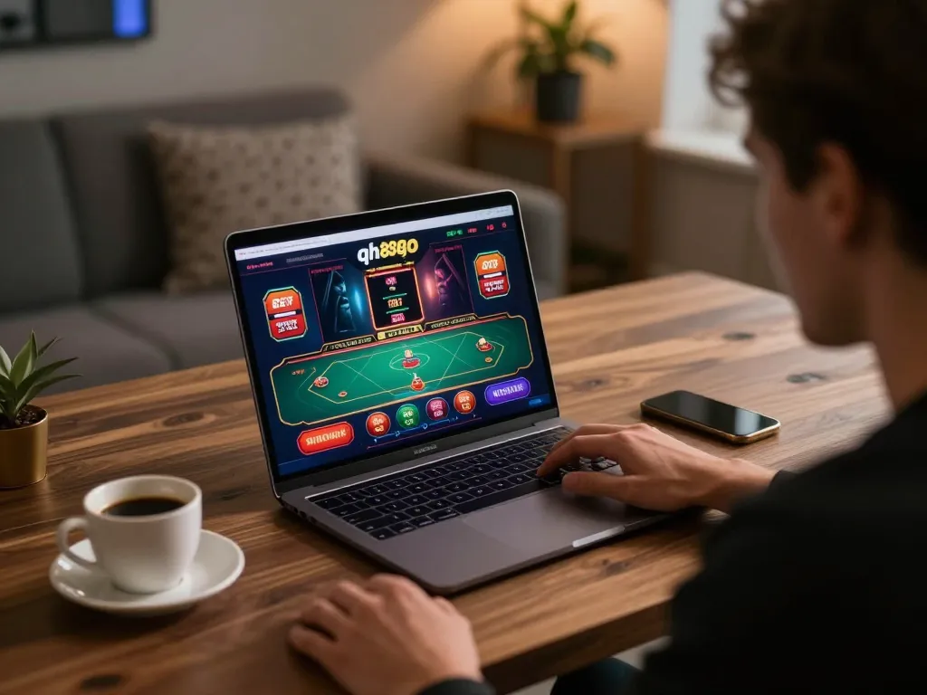 Engaging gameplay experience on qh88go casino interface displayed on laptop.