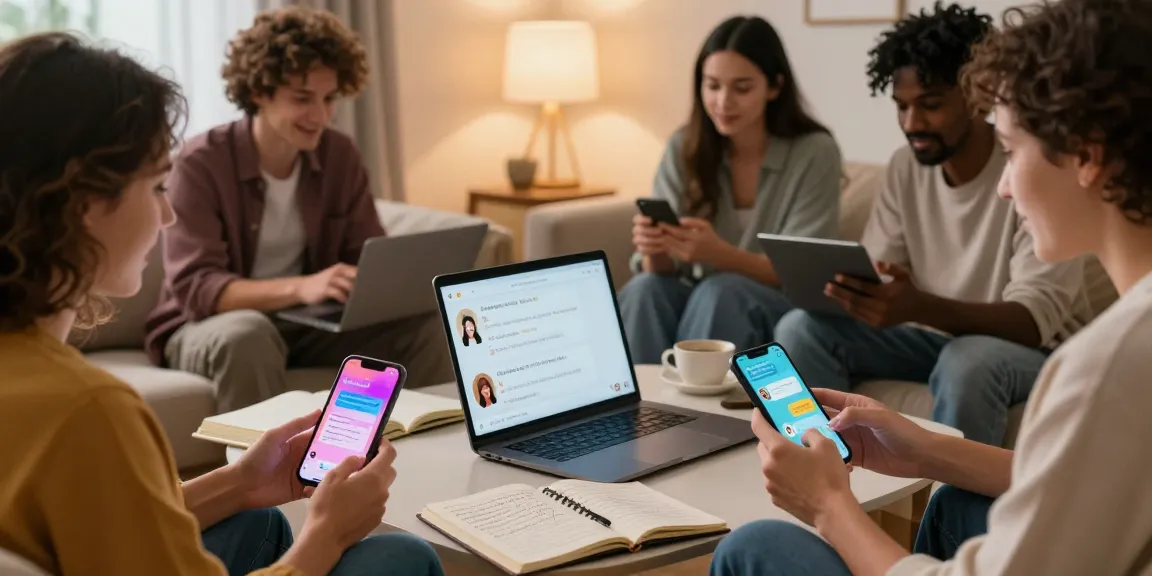 Engaging scene of nsfw ai chat with diverse users exploring creative AI interactions in a cozy setting.