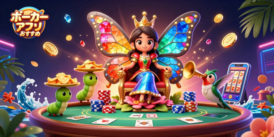ポーカーアプリおすすめで楽しむ多彩なポーカーゲームの魅力を描いたイラスト。