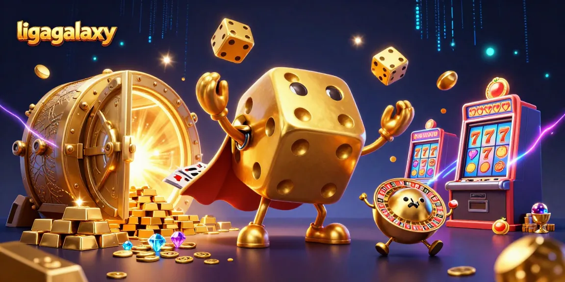Menangkan permainan dengan ligagalaxy di kasino online yang menampilkan dadu emas dan simbol slot