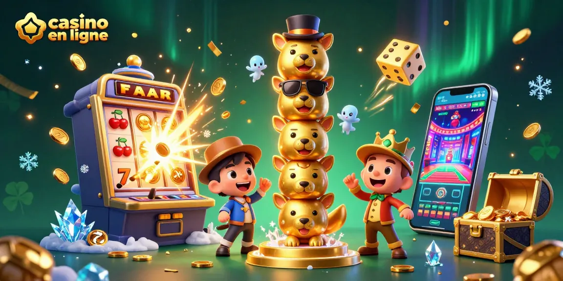 Découvrez les aventures palpitantes d'un casino en ligne avec un totem lumineux et des machines à sous projetées!