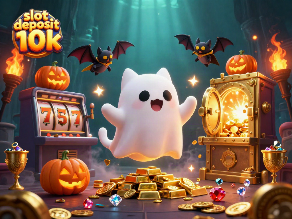 Engage with the thrilling slot deposit 10k experience as a ghost cat and vampire bat explore a haunted casino.