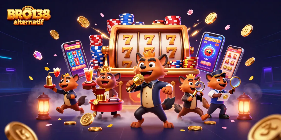 Experience fun at BRO138 alternatif with hyenas in a lively casino scene mixing drinks and cracking jokes.