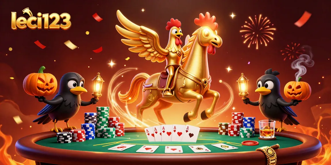Experience vibrant casino action with leci123's golden rooster in a mystical setting.