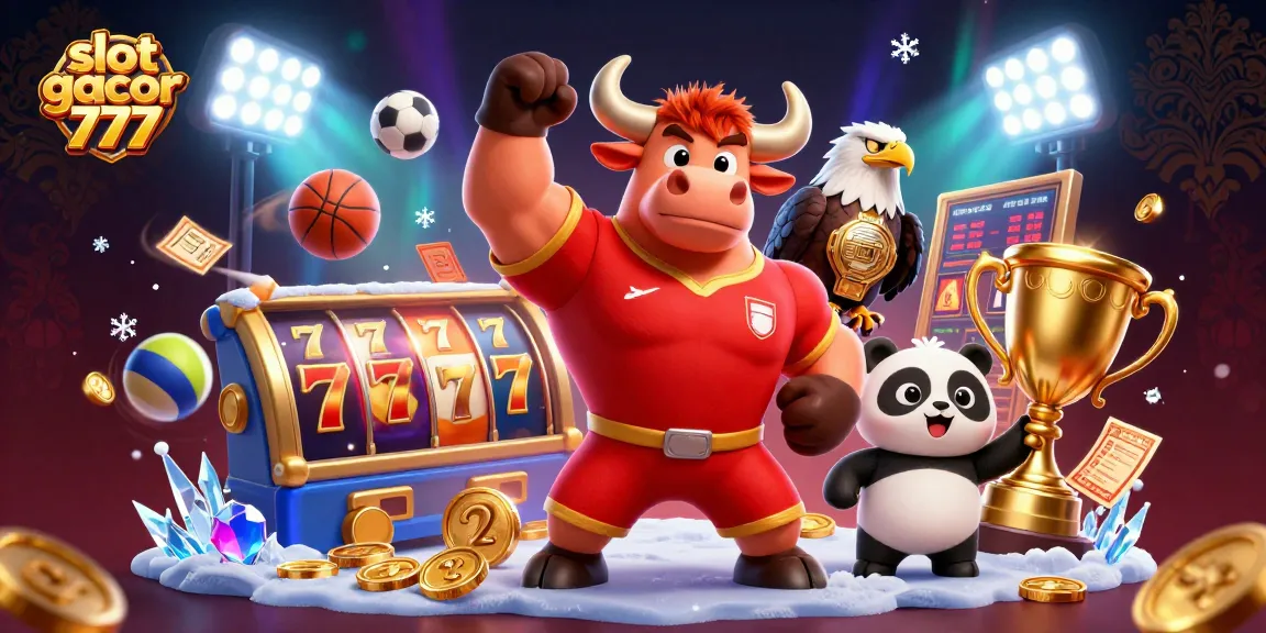 Celebrate winnings with slot gacor 777 in a vibrant 3D casino scene featuring dynamic characters and game elements.