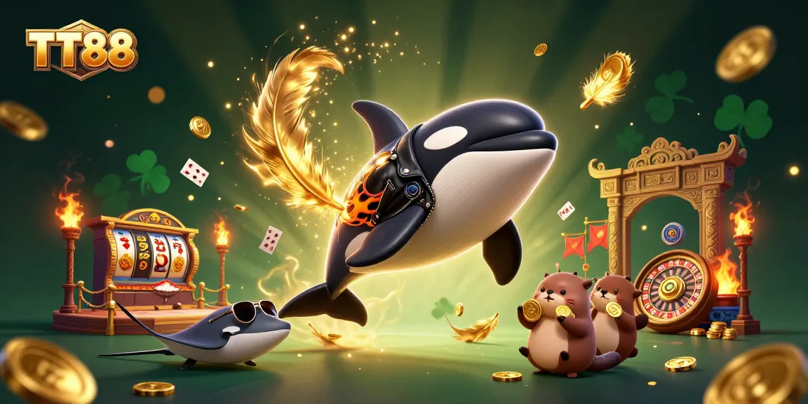 Play at TT88, where thrilling orca action meets casino excitement with golden coins in play!