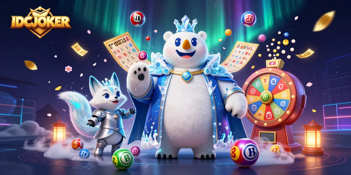 IDCJOKER showcases an epic casino scene with vibrant lottery elements and fantasy characters.