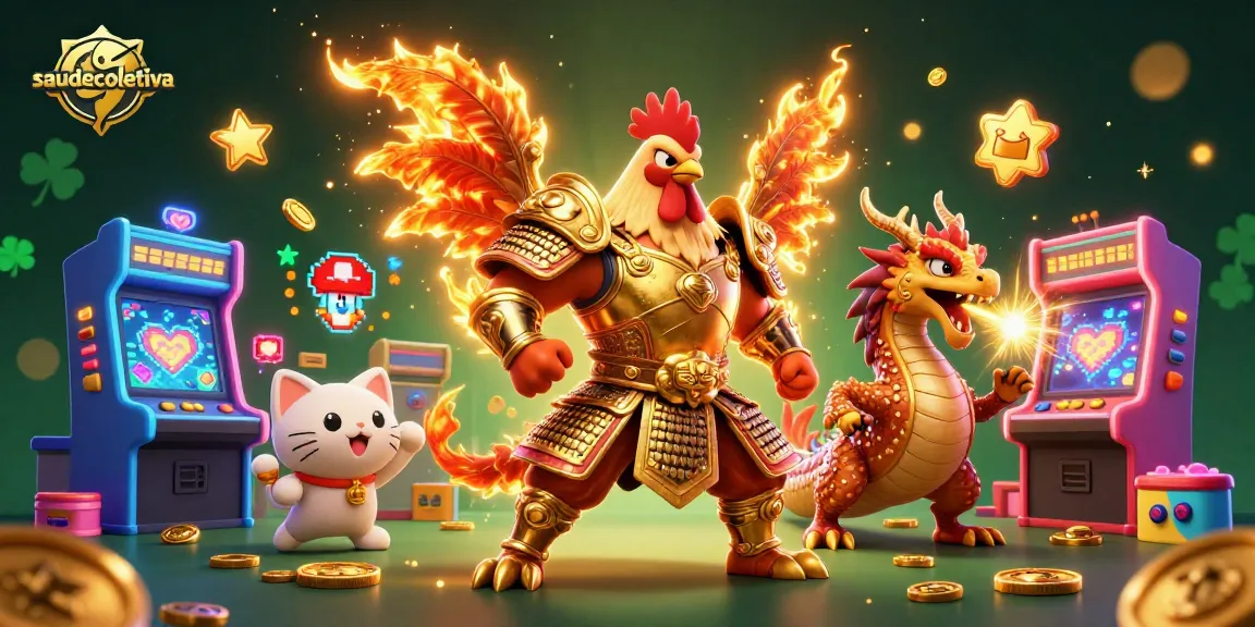 Permainan menarik di saudecoletiva dengan karakter ayam petarung dan naga bersinar menanti kemenangan.