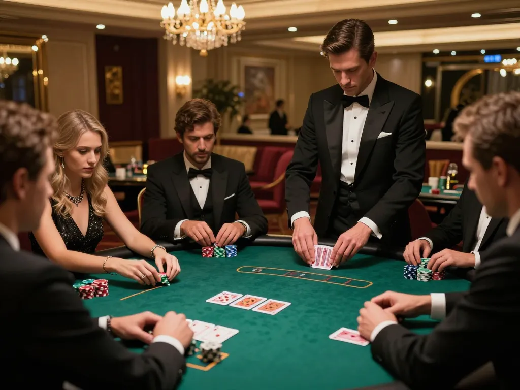 Players strategizing at a poker table with chips and cards visible at 789betgo, capturing a tense moment of gameplay.