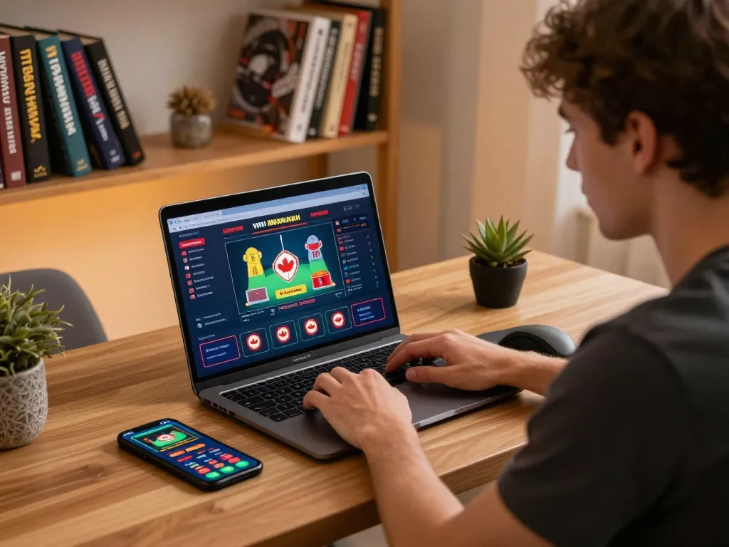 Engaging with online casinos in Canada while enjoying a cozy home gaming atmosphere.